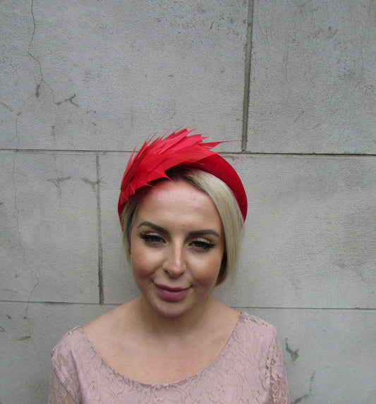 Red Feather Velvet Headband u1p