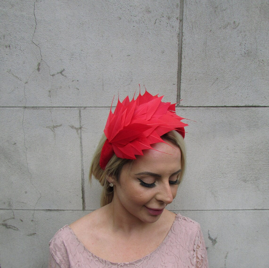 Red Feather Velvet Headband u1p