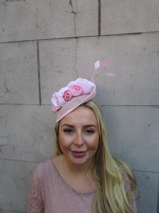 Blush Pink Flower Fascinator Hat