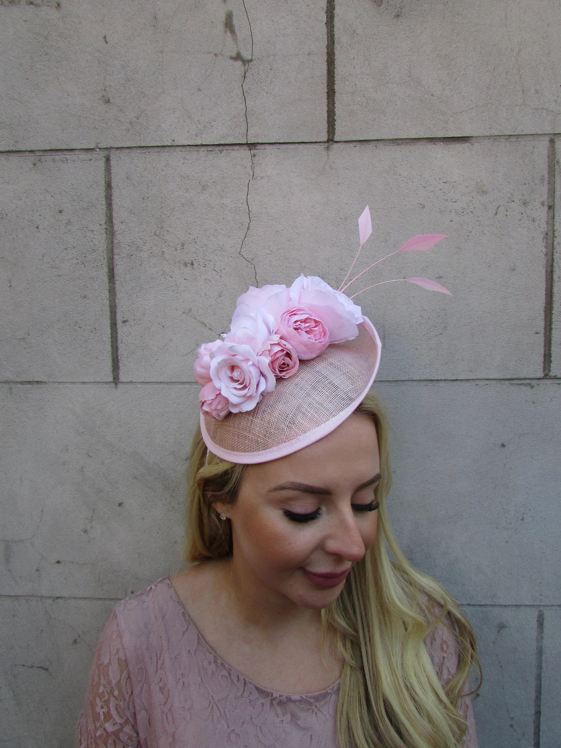 Blush Pink Flower Fascinator Hat