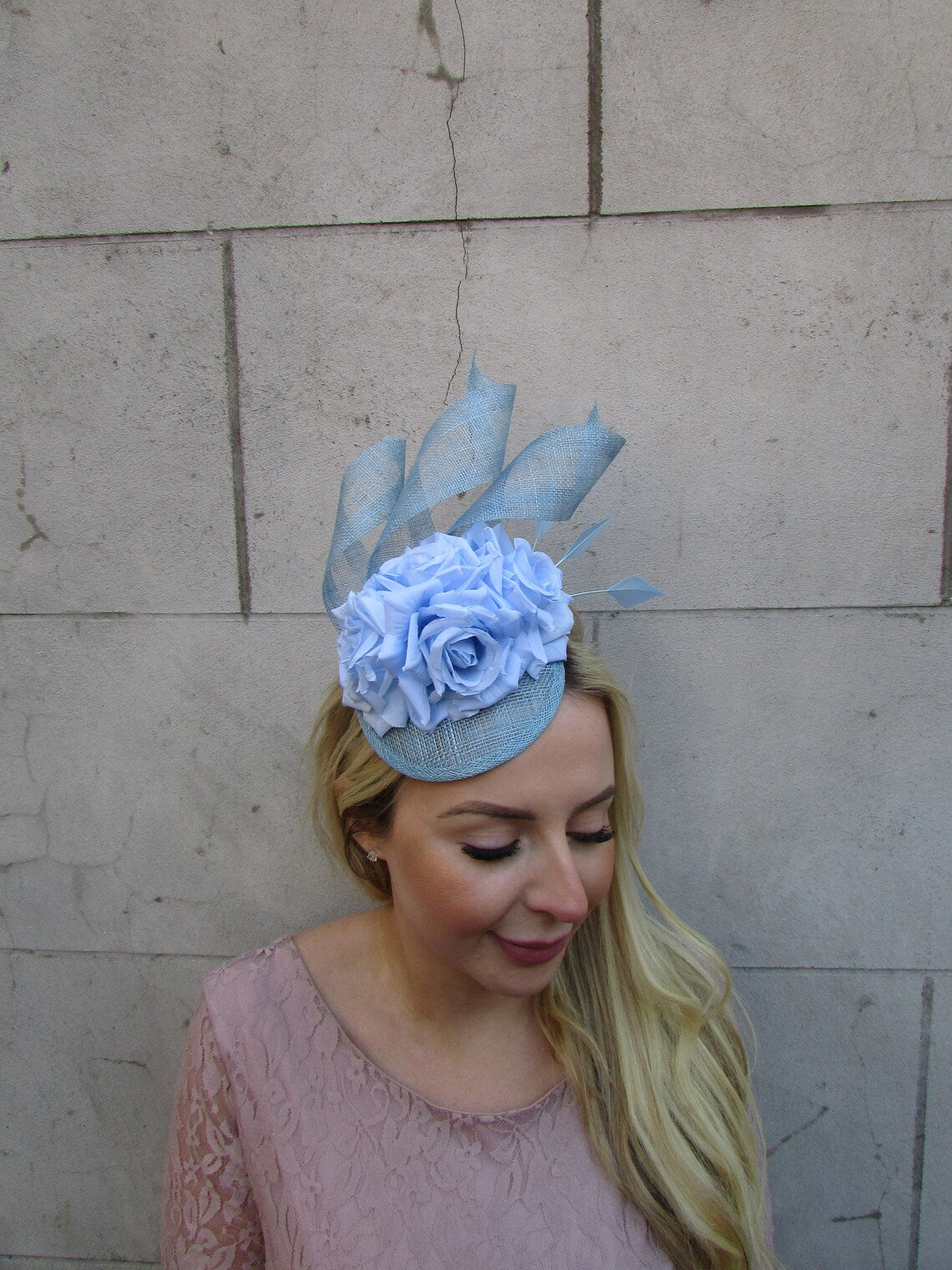 Light Blue Flower Fascinator Hat
