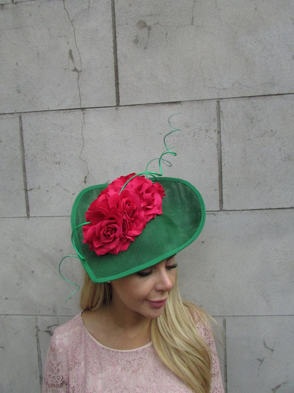 Emerald & Hot Pink Flower Teardrop