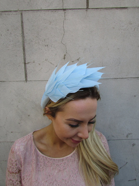 Light Blue Velvet Feather Fascinator