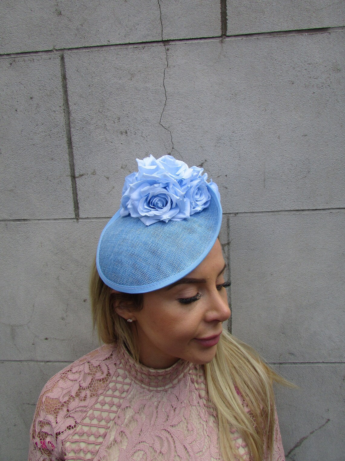 Light Blue Floral Fascinator Hat