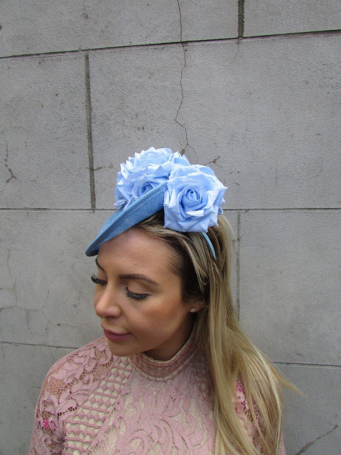 Light Blue Floral Fascinator Hat