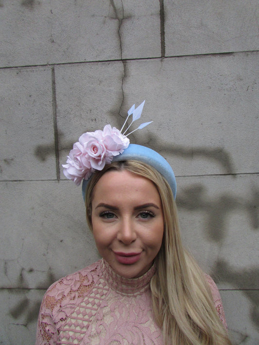 Light Blue & Blush Rose Fascinator