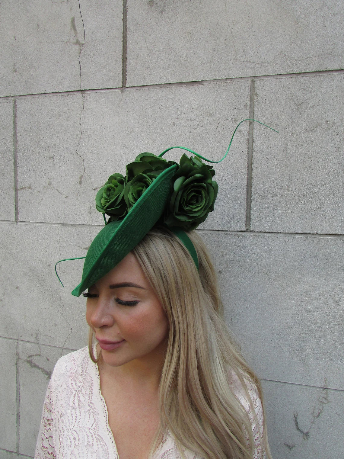 Emerald Green Rose Floral Teardrop