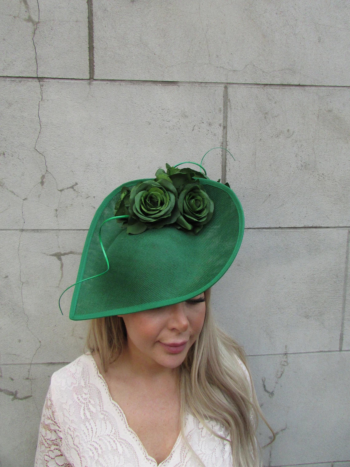 Emerald Green Rose Floral Teardrop