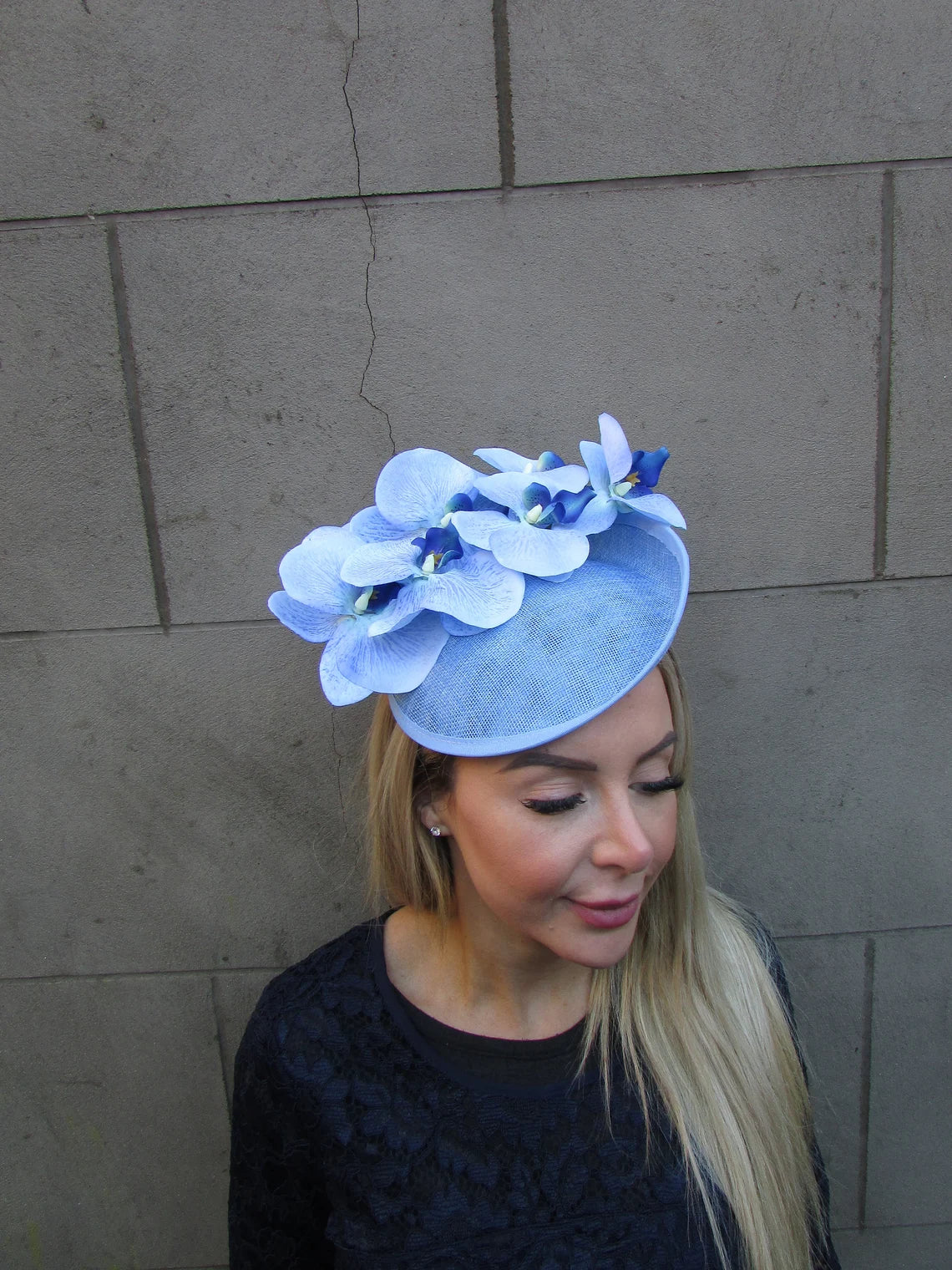 Light Blue Orchid Hat Fascinator