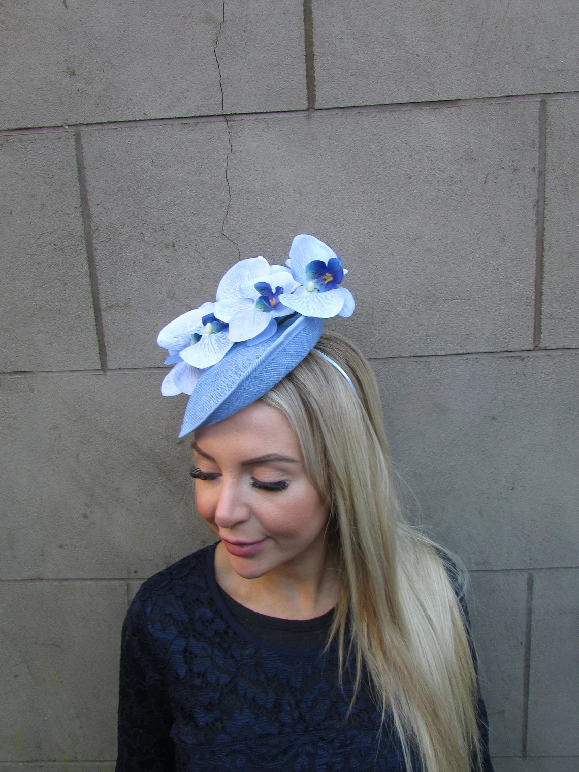 Light Blue Orchid Hat Fascinator