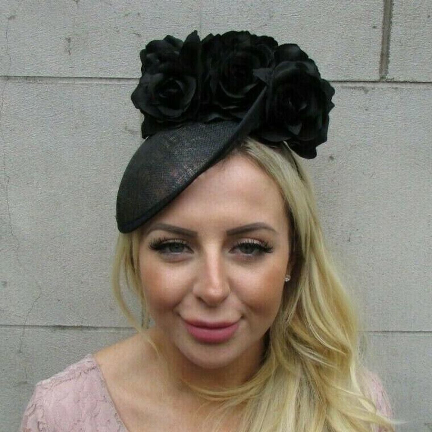 Black Rose Flower Disc Hat