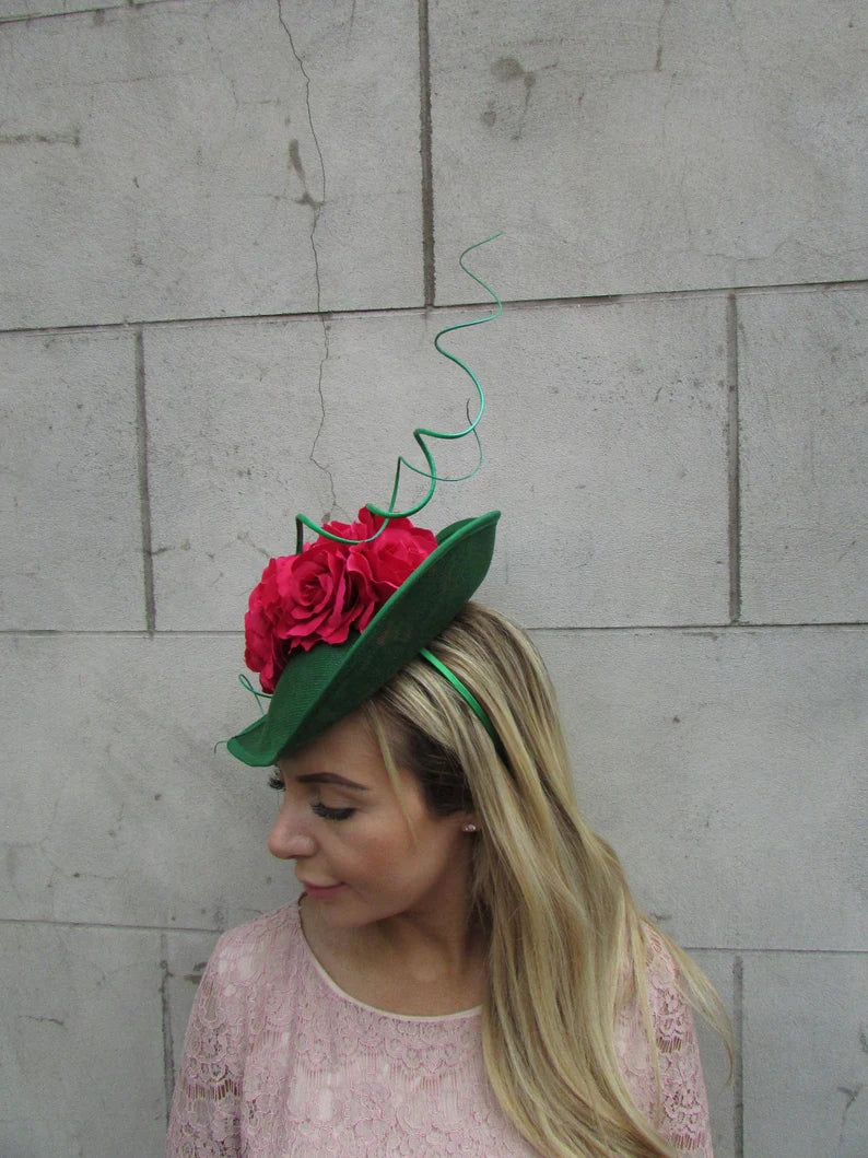 Emerald & Hot Pink Flower Teardrop