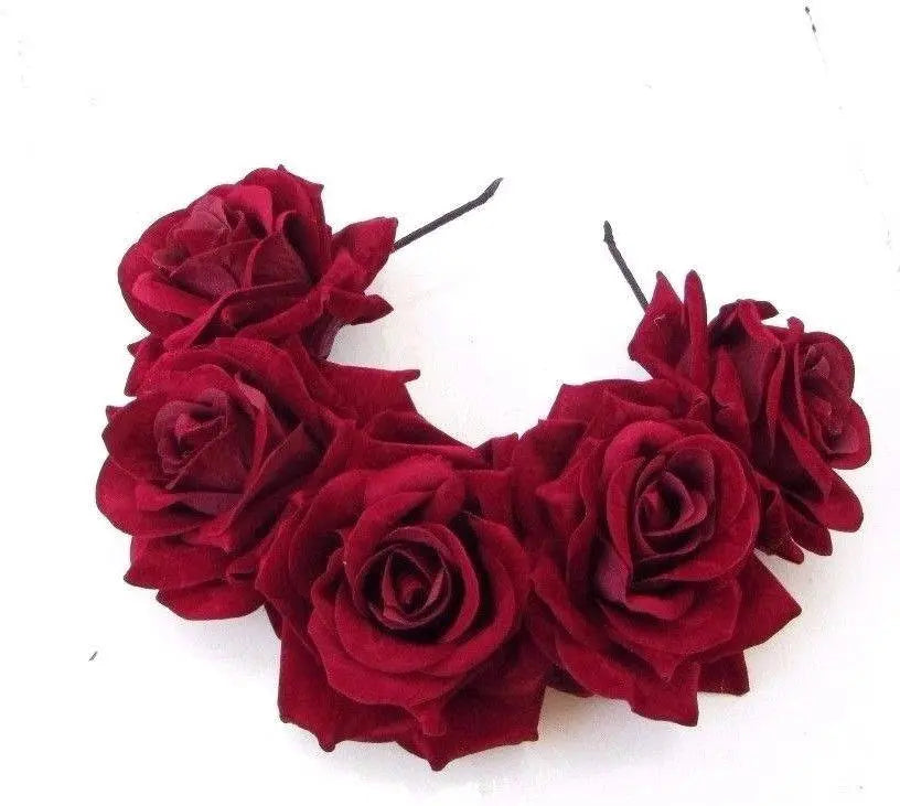 Large Burgundy Rose Flower Headpiece