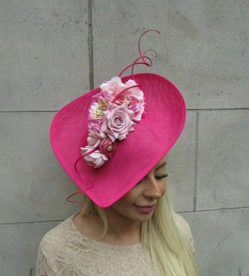 Large Hot Pink & Dusky Blush Fascinator