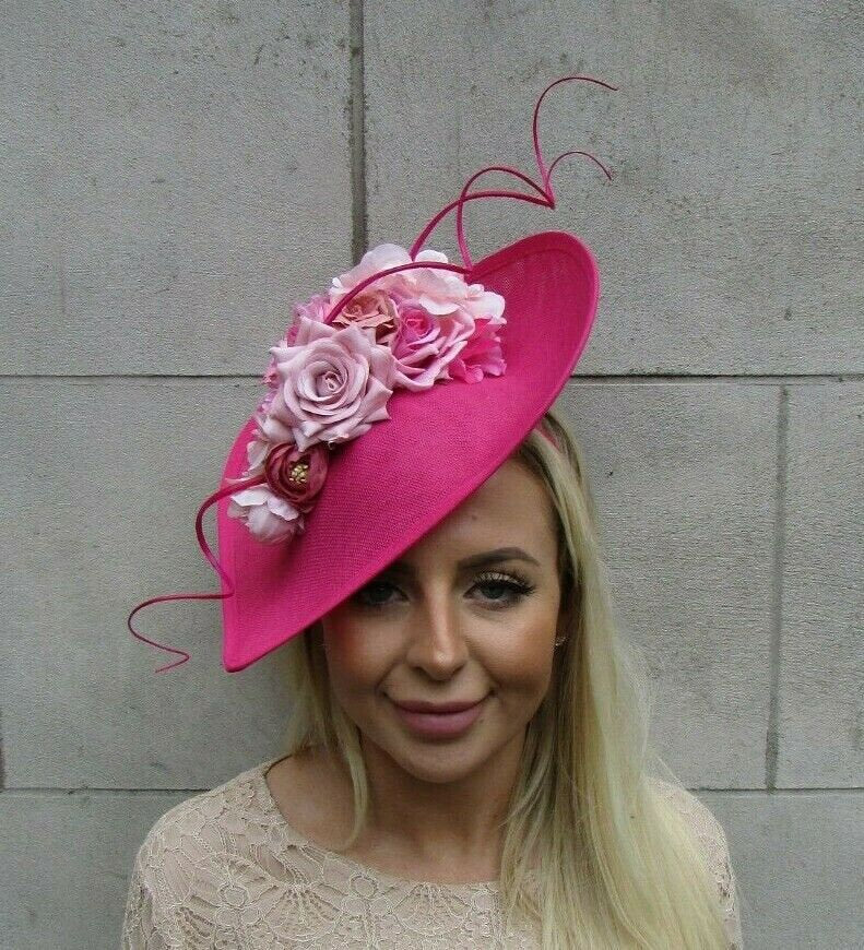 Large Hot Pink & Dusky Blush Fascinator