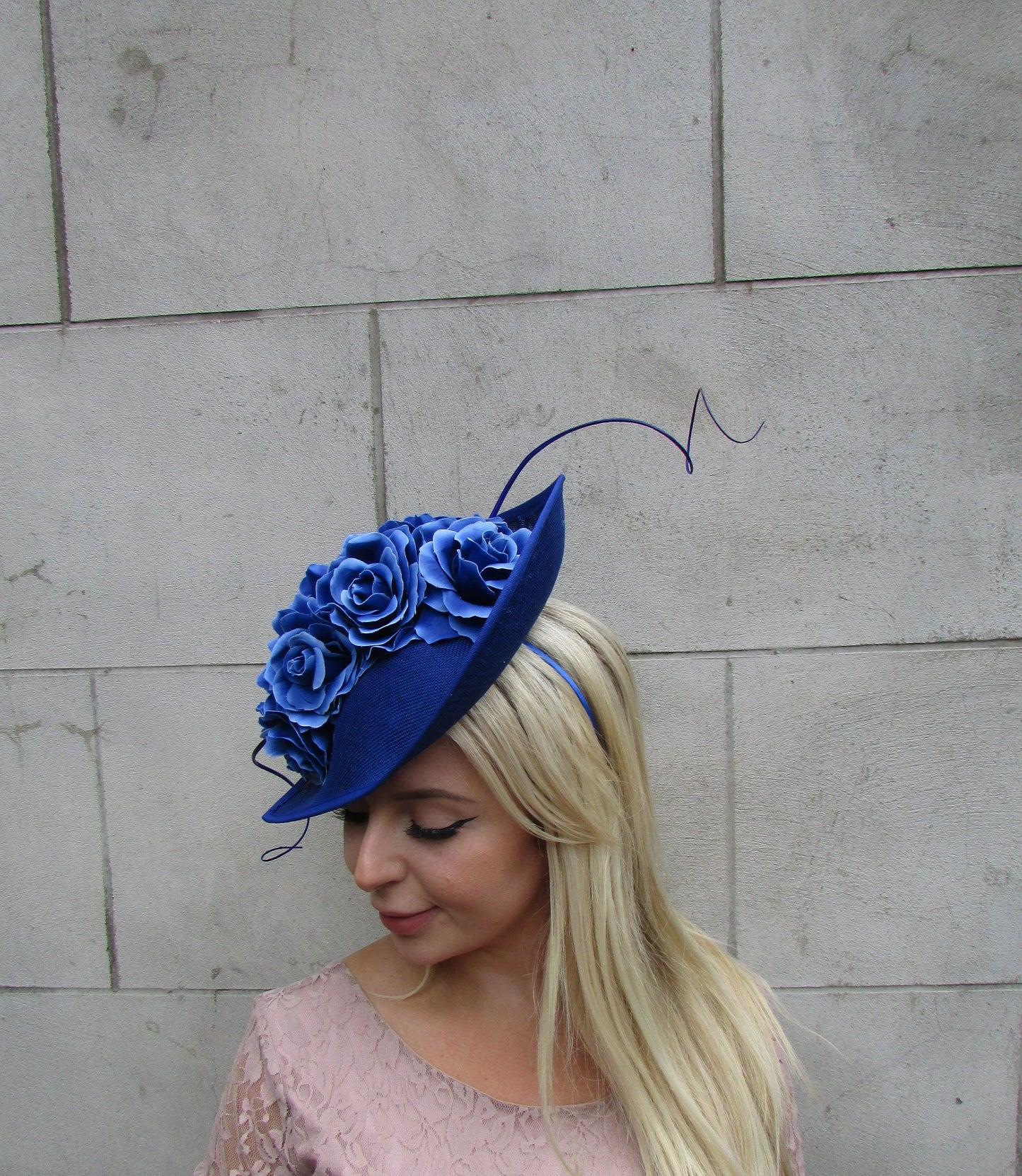 Ombre Royal Blue Rose Teardrop Hat OR-1