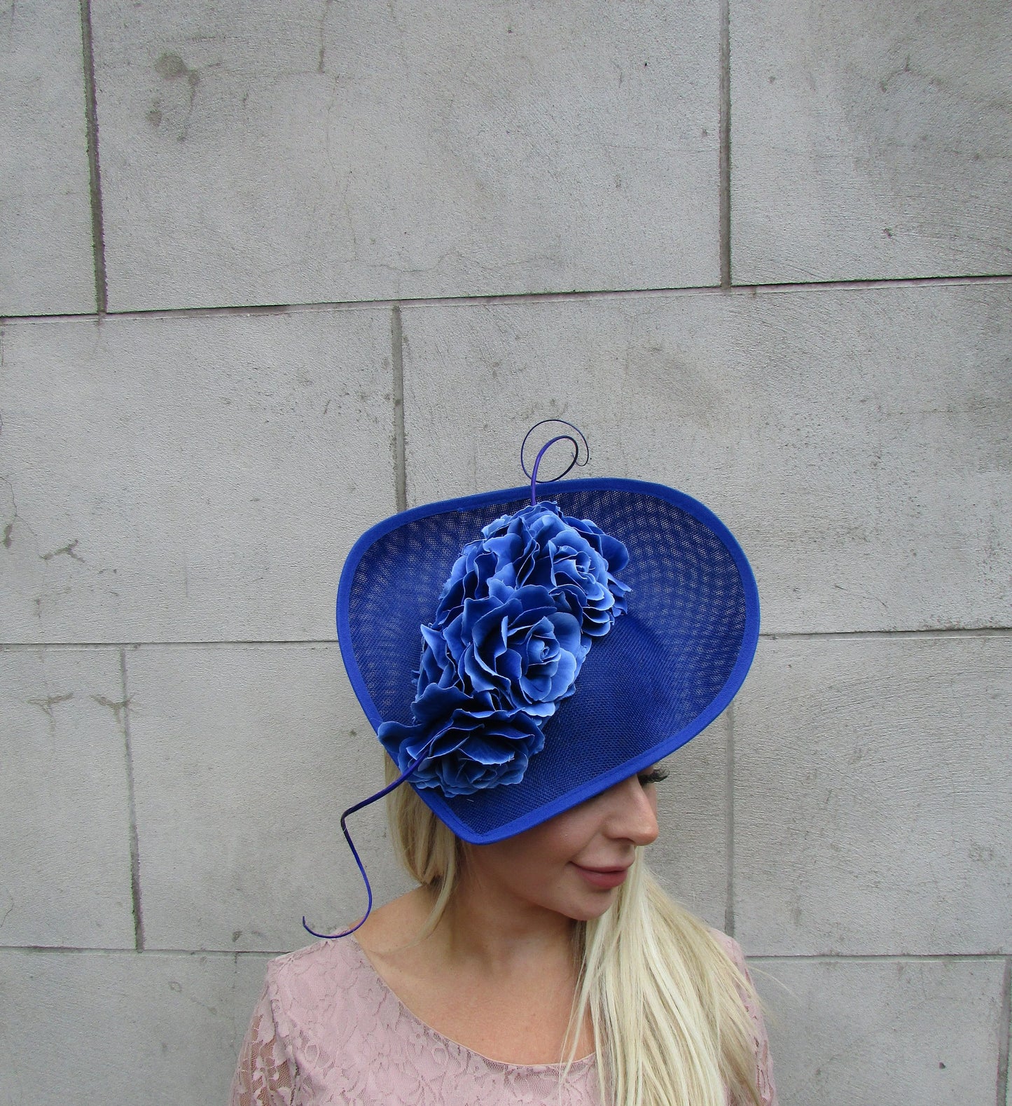 Ombre Royal Blue Rose Teardrop Hat OR-1