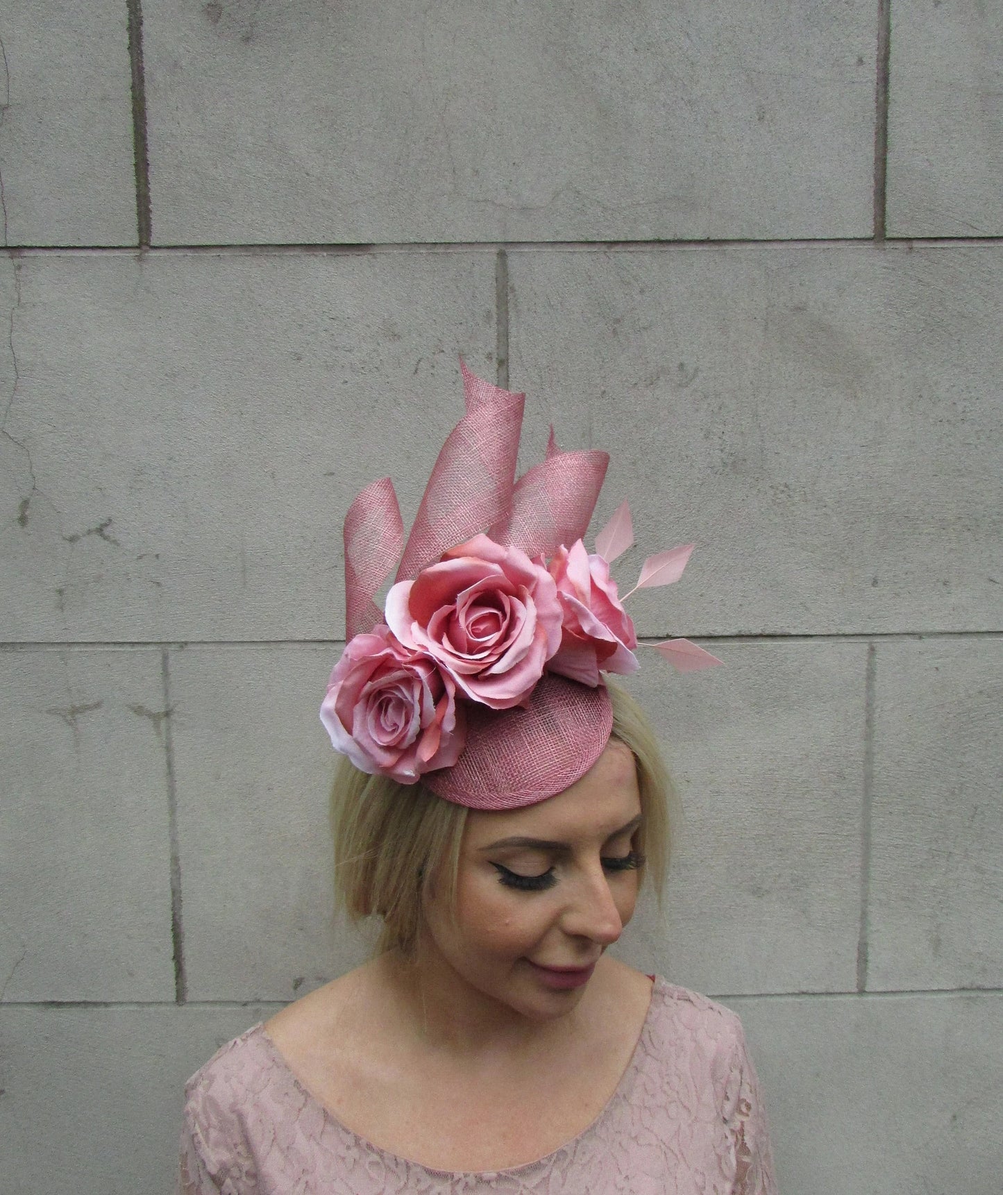 Dusky Pink Floral Fascinator Hat