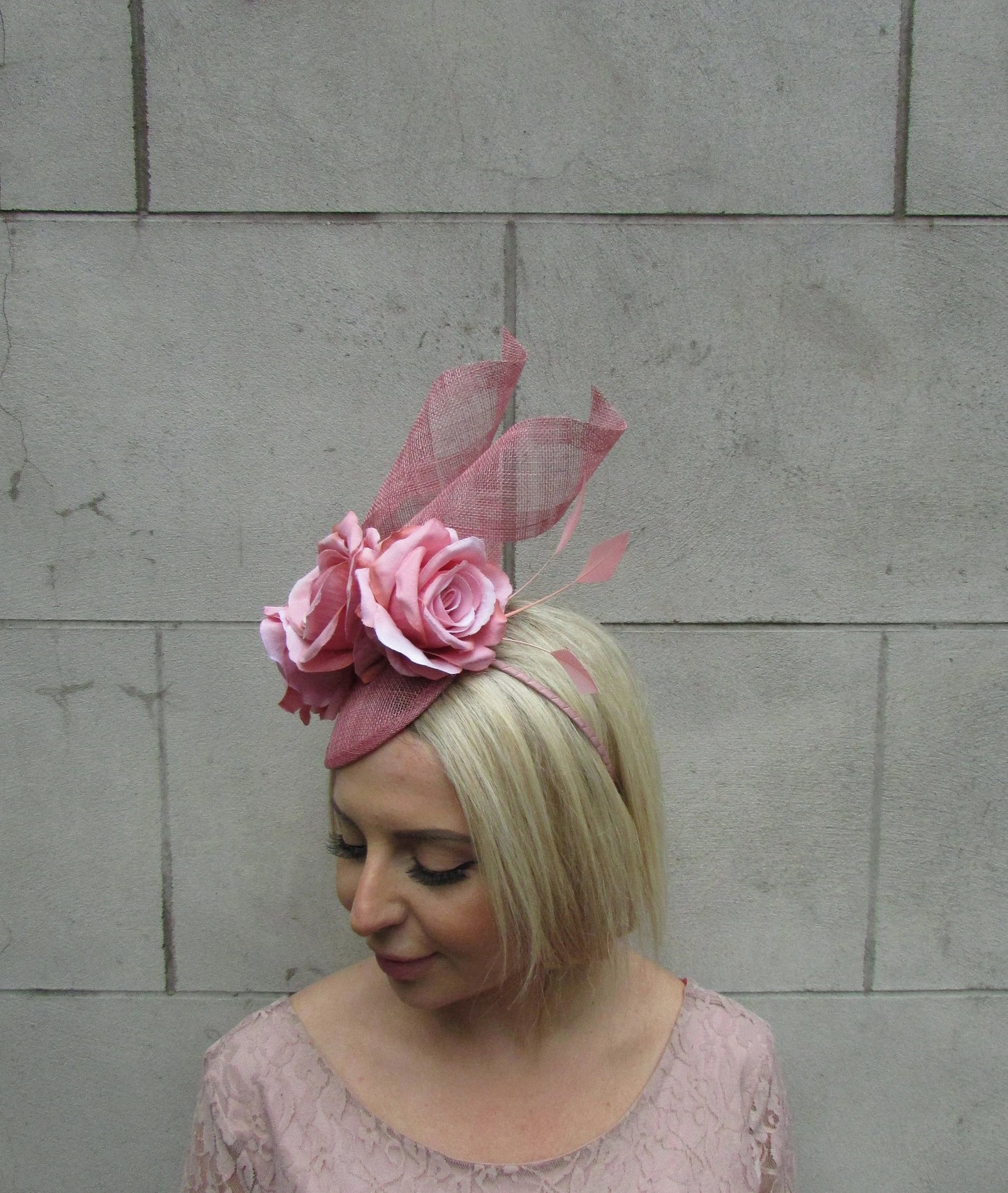 Dusky Pink Floral Fascinator Hat