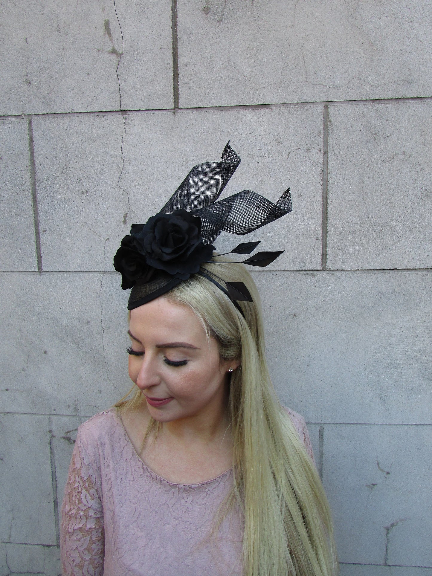 Black Floral Fascinator Hat