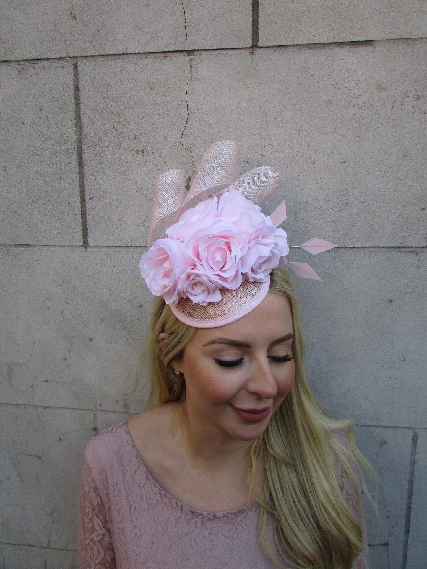 Blush Pink Floral Fascinator Hat