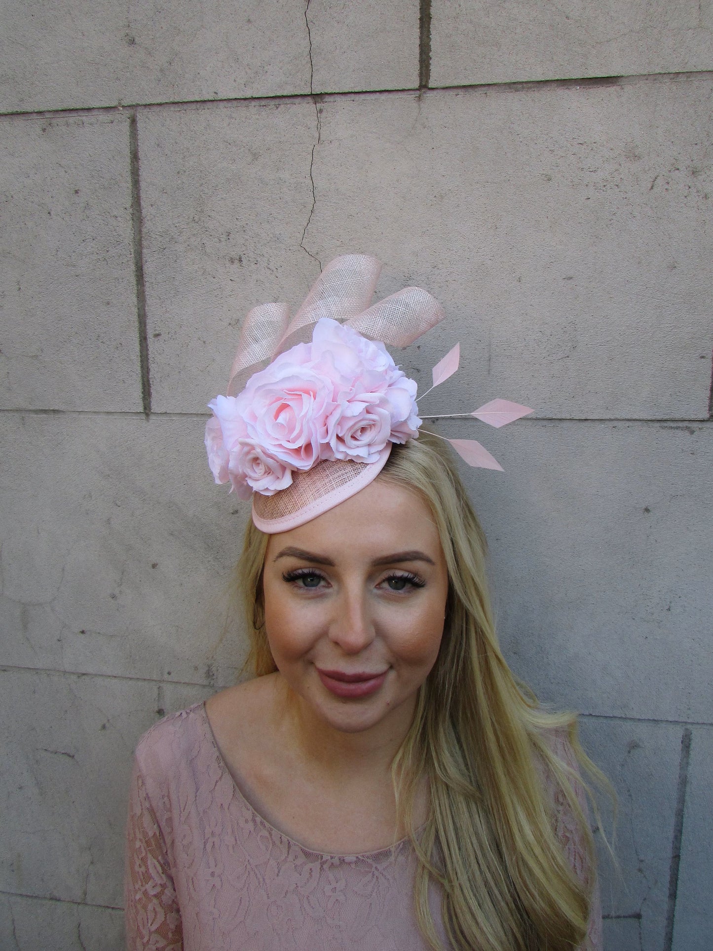 Blush Pink Floral Fascinator Hat