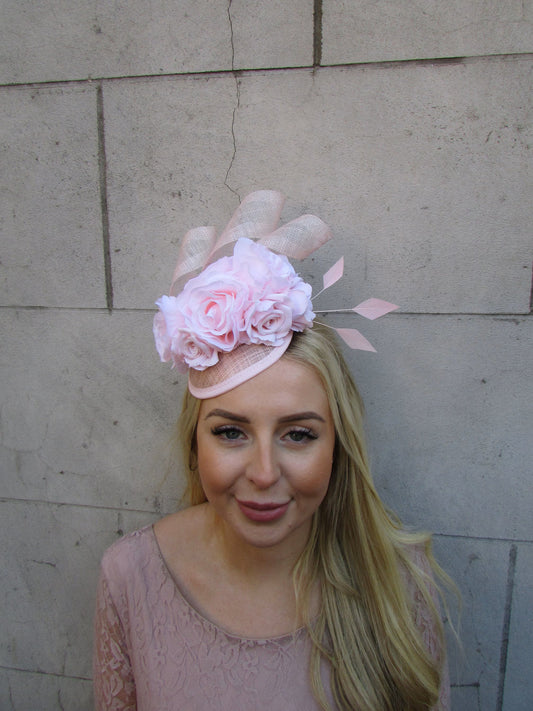 Blush Pink Floral Fascinator Hat