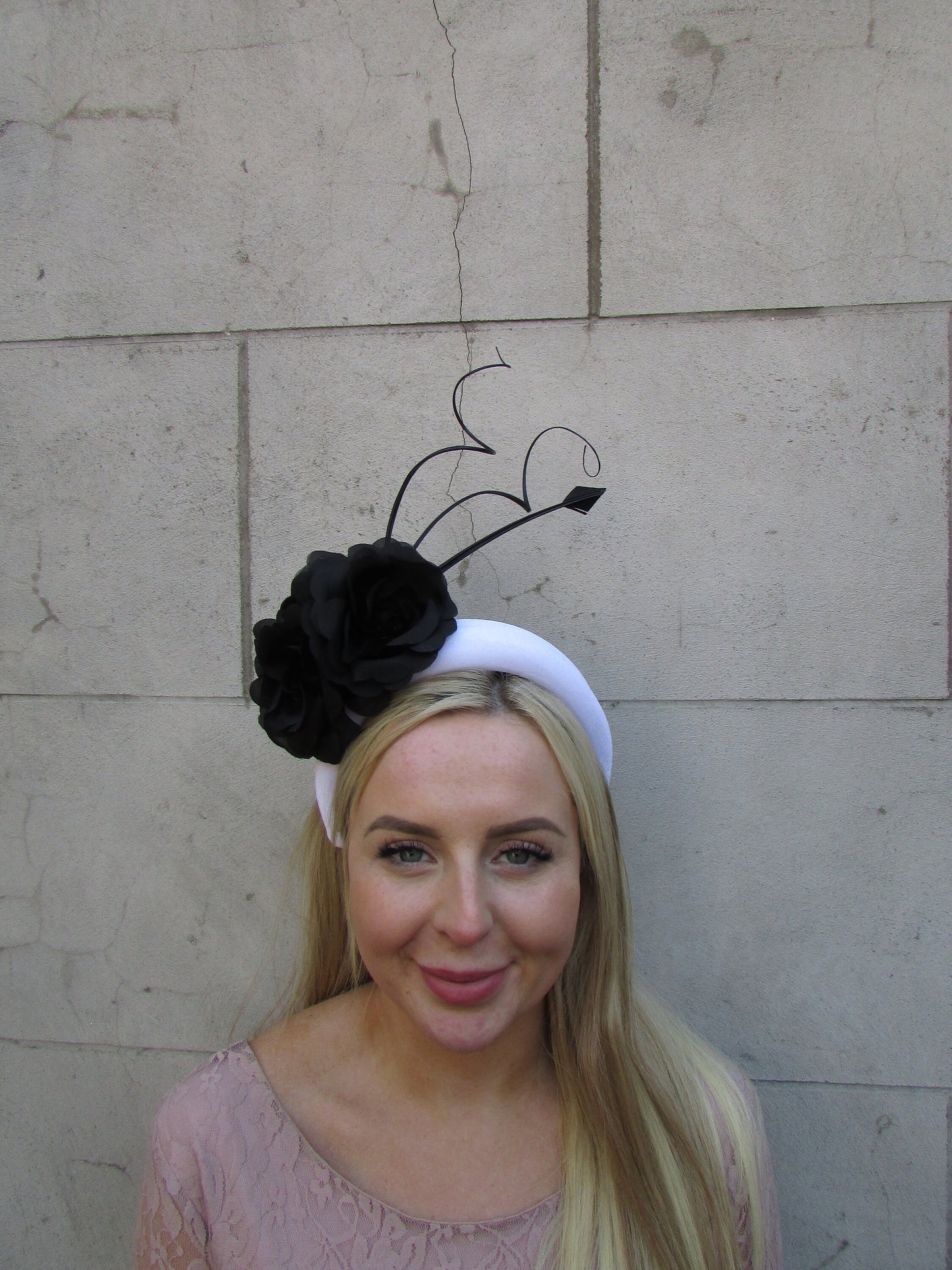 Black & White Rose Flower Headpiece