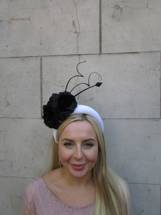 Black & White Rose Flower Headpiece