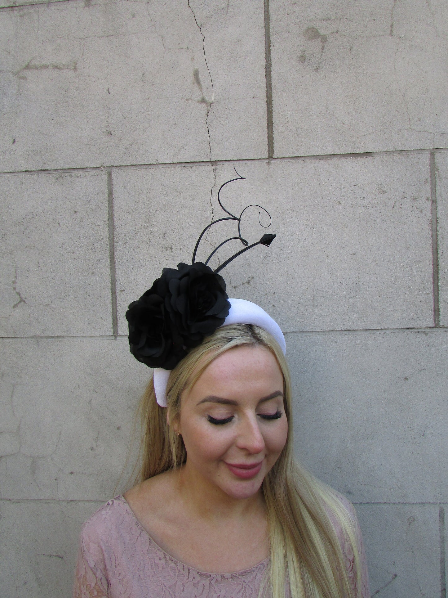 Black & White Rose Flower Headpiece