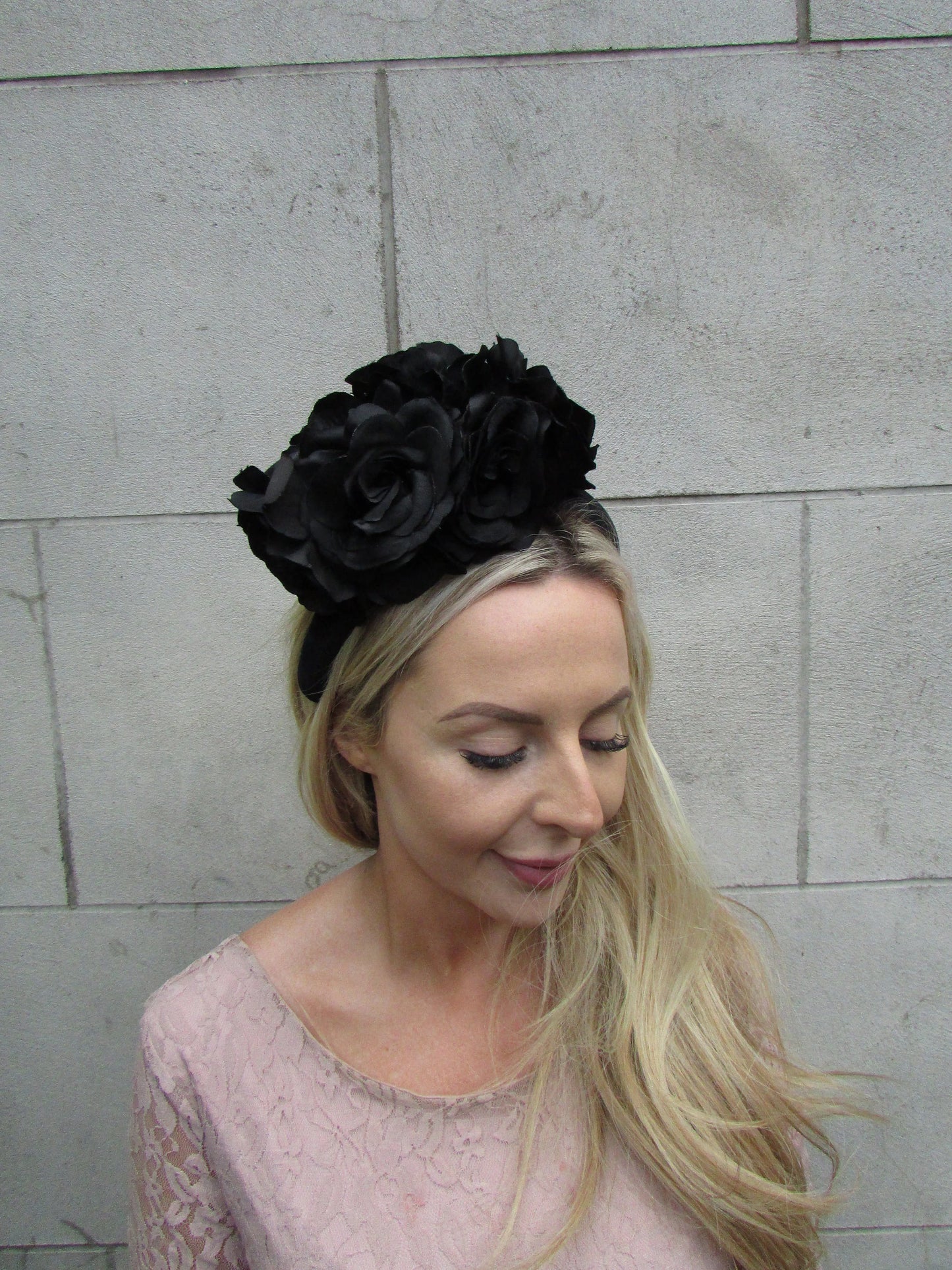 Black Velvet Rose Flower Headpiece