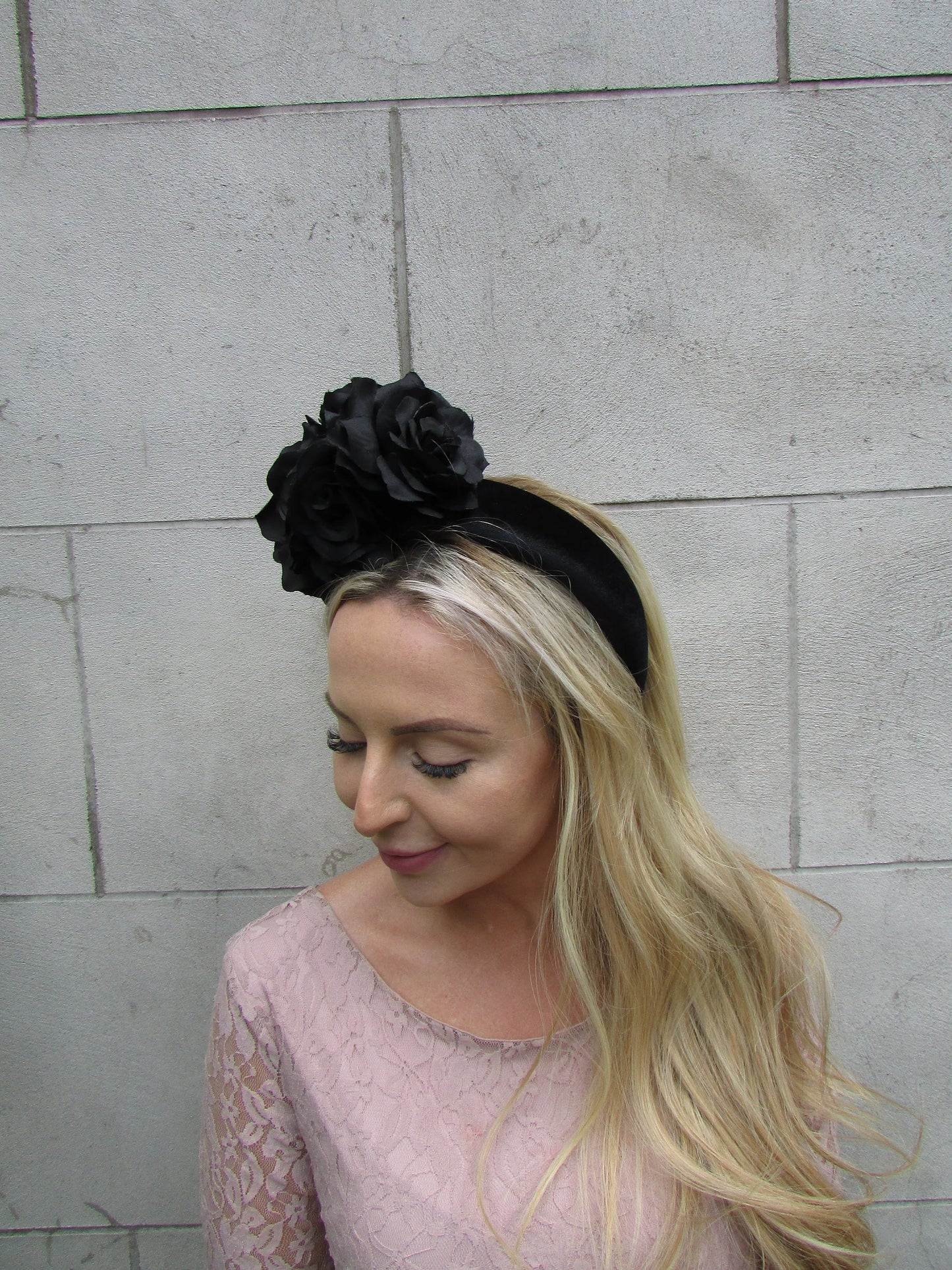 Black Velvet Rose Flower Headpiece