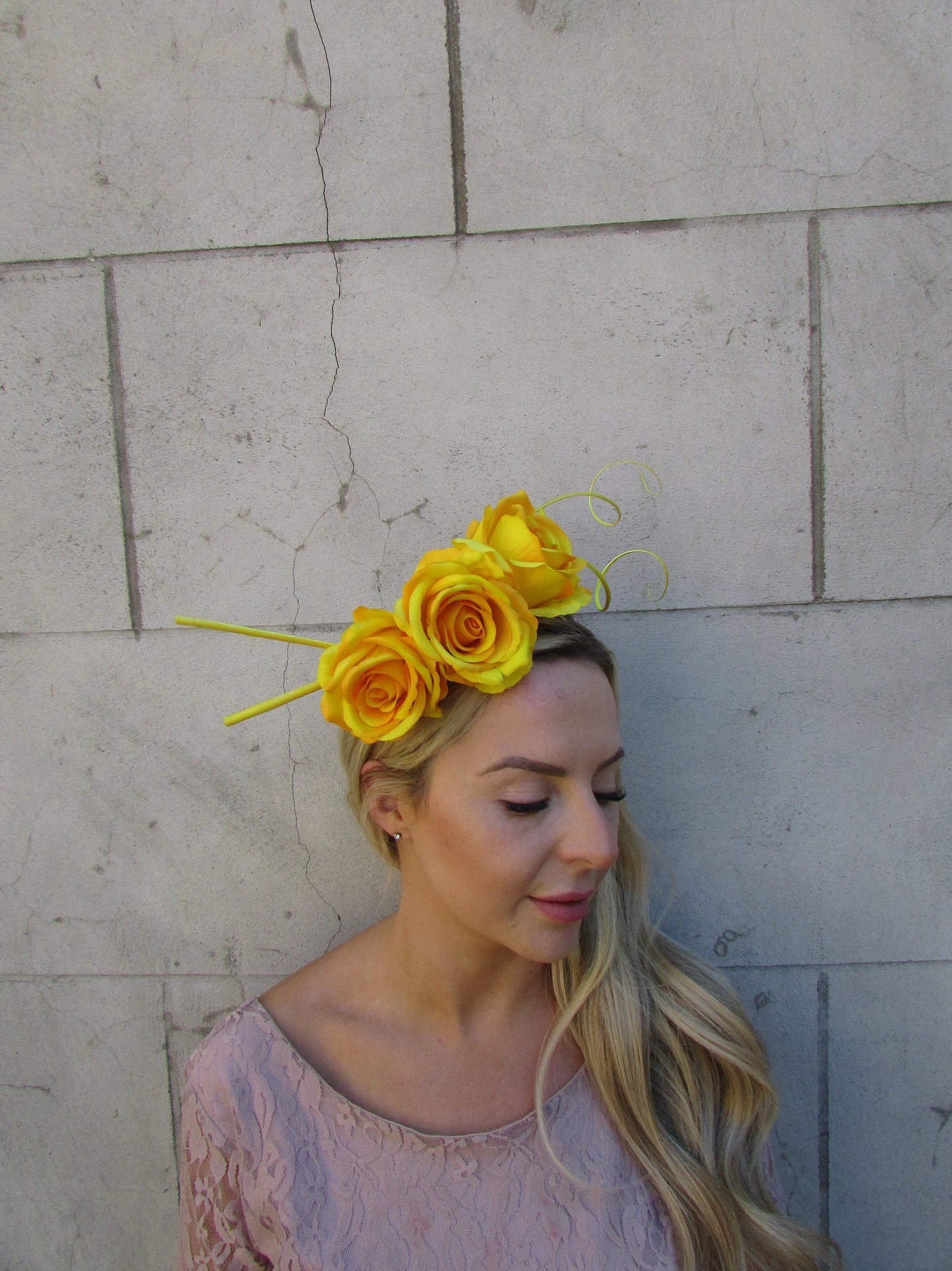 Mustard Yellow Rose Flower Headpiece