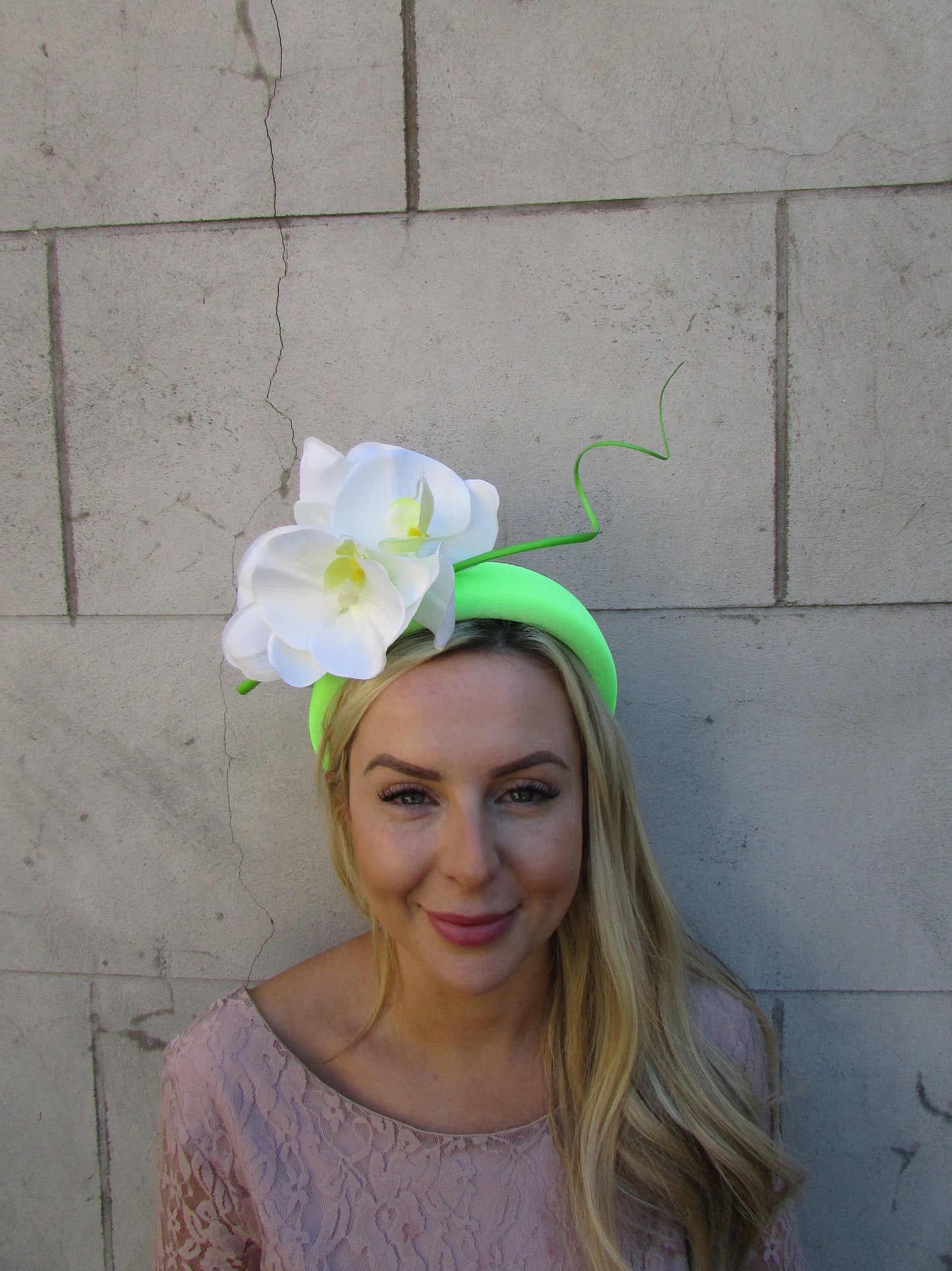 Lime & Cream Orchid Flower Headpiece