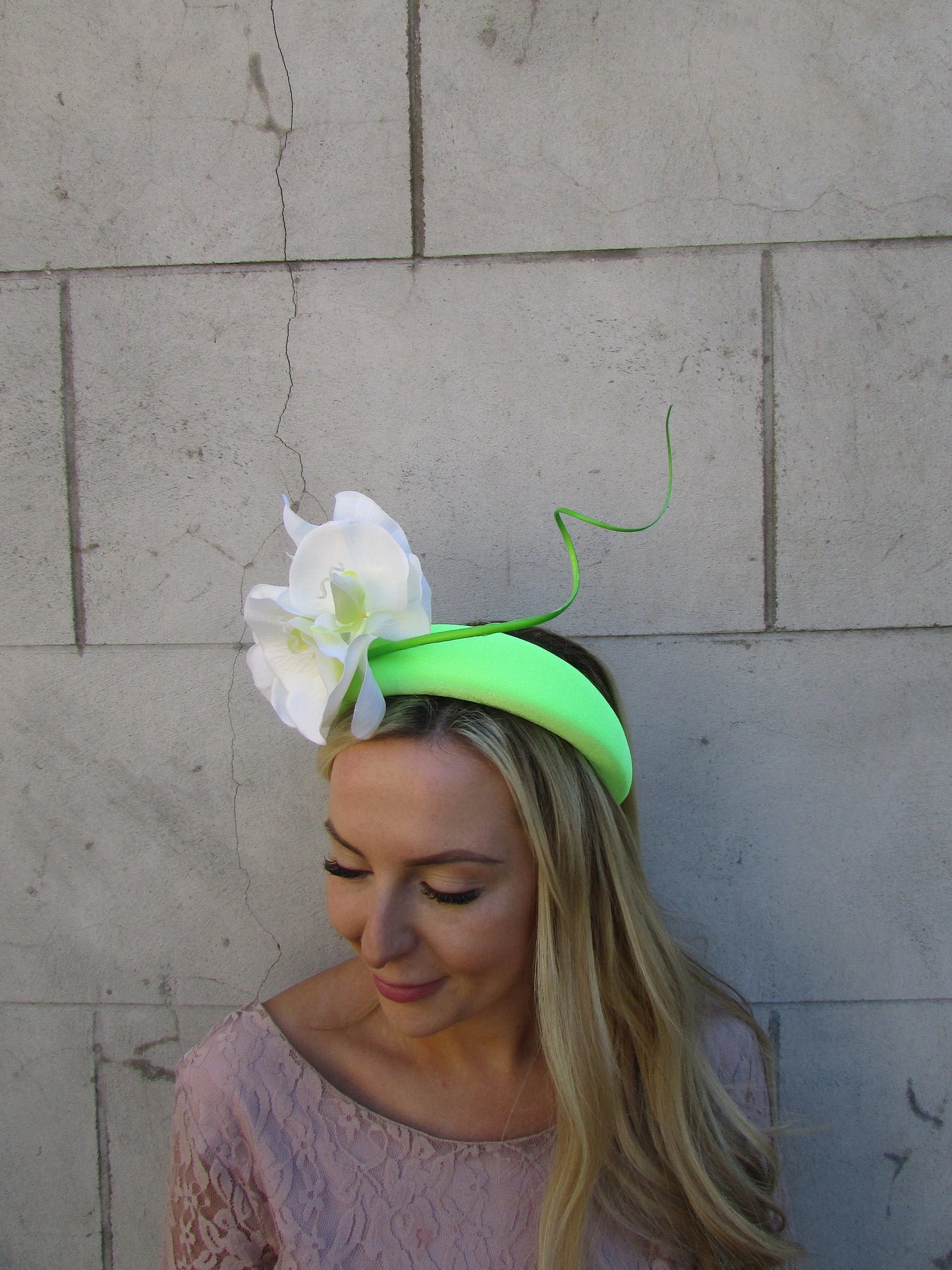 Lime & Cream Orchid Flower Headpiece