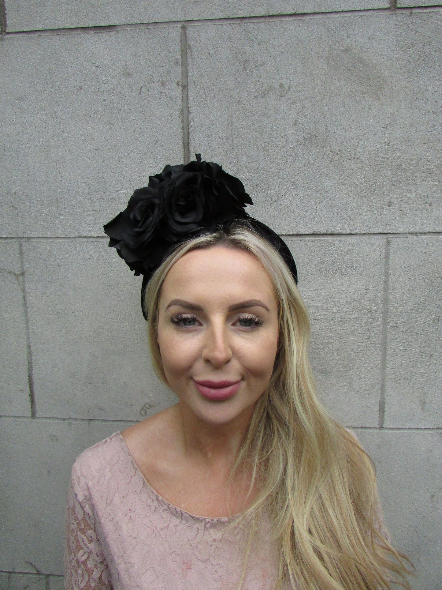 Black Velvet Rose Flower Headpiece