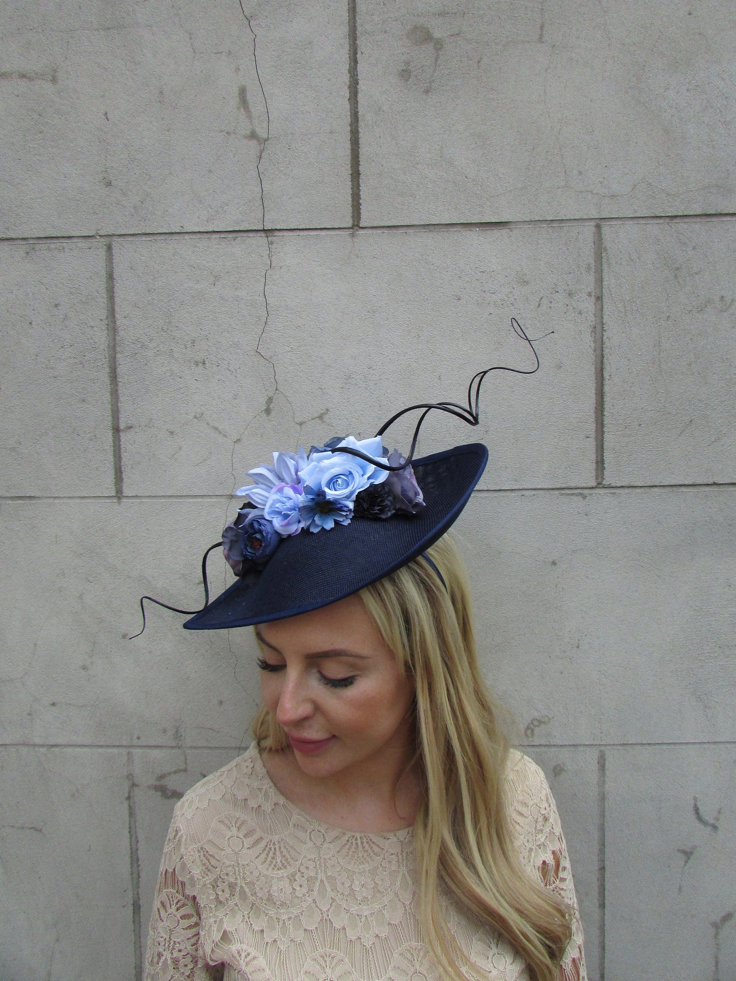 Navy Blue & Cornflower Floral Hatinator Teardrop