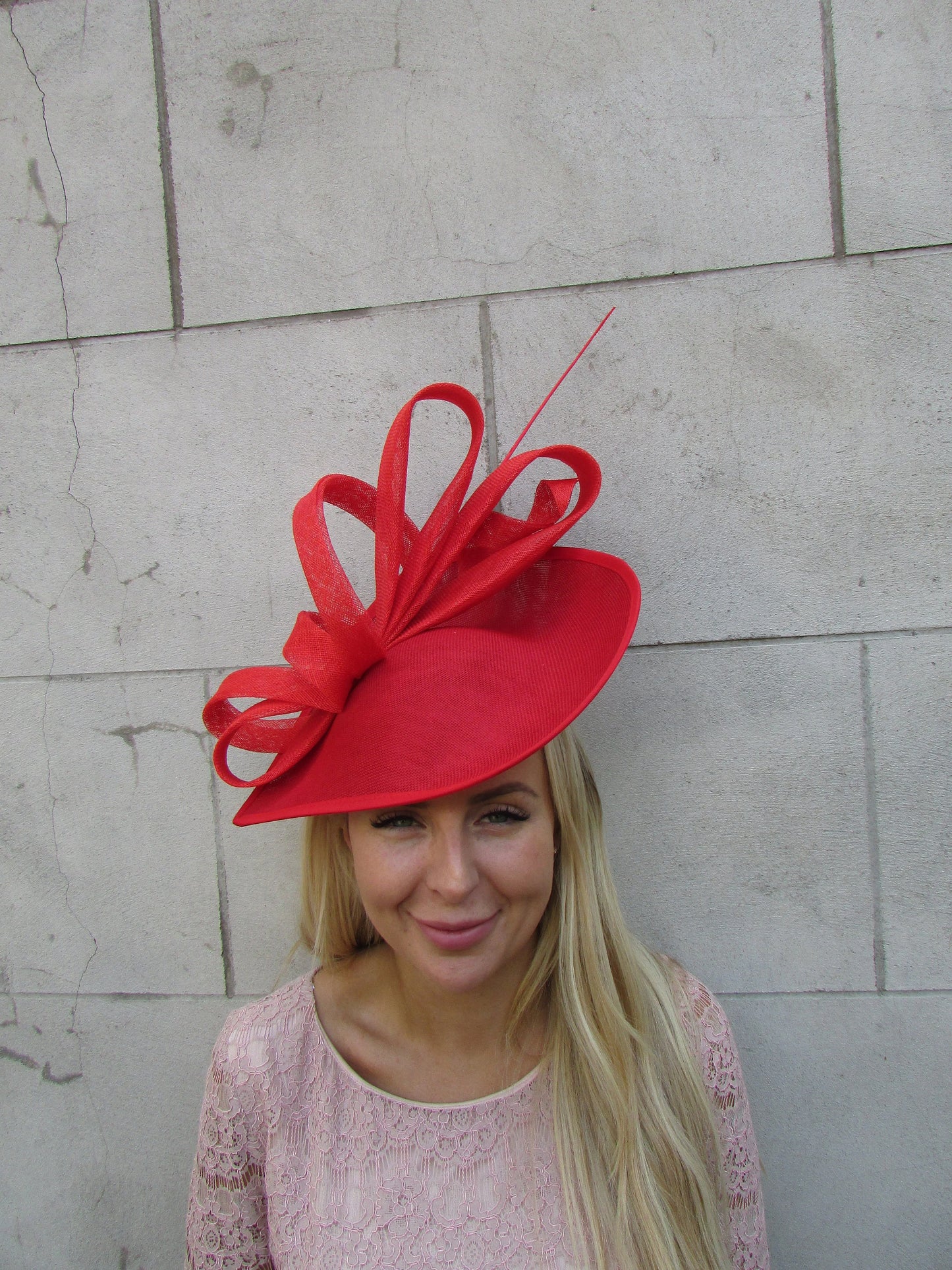 Large Red Statement Fascinator Hat Teardrop c1f
