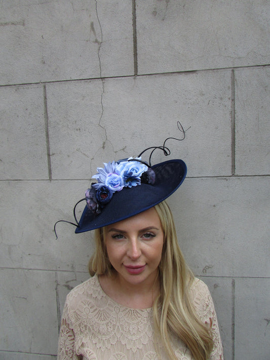 Navy Blue & Cornflower Floral Hatinator Teardrop