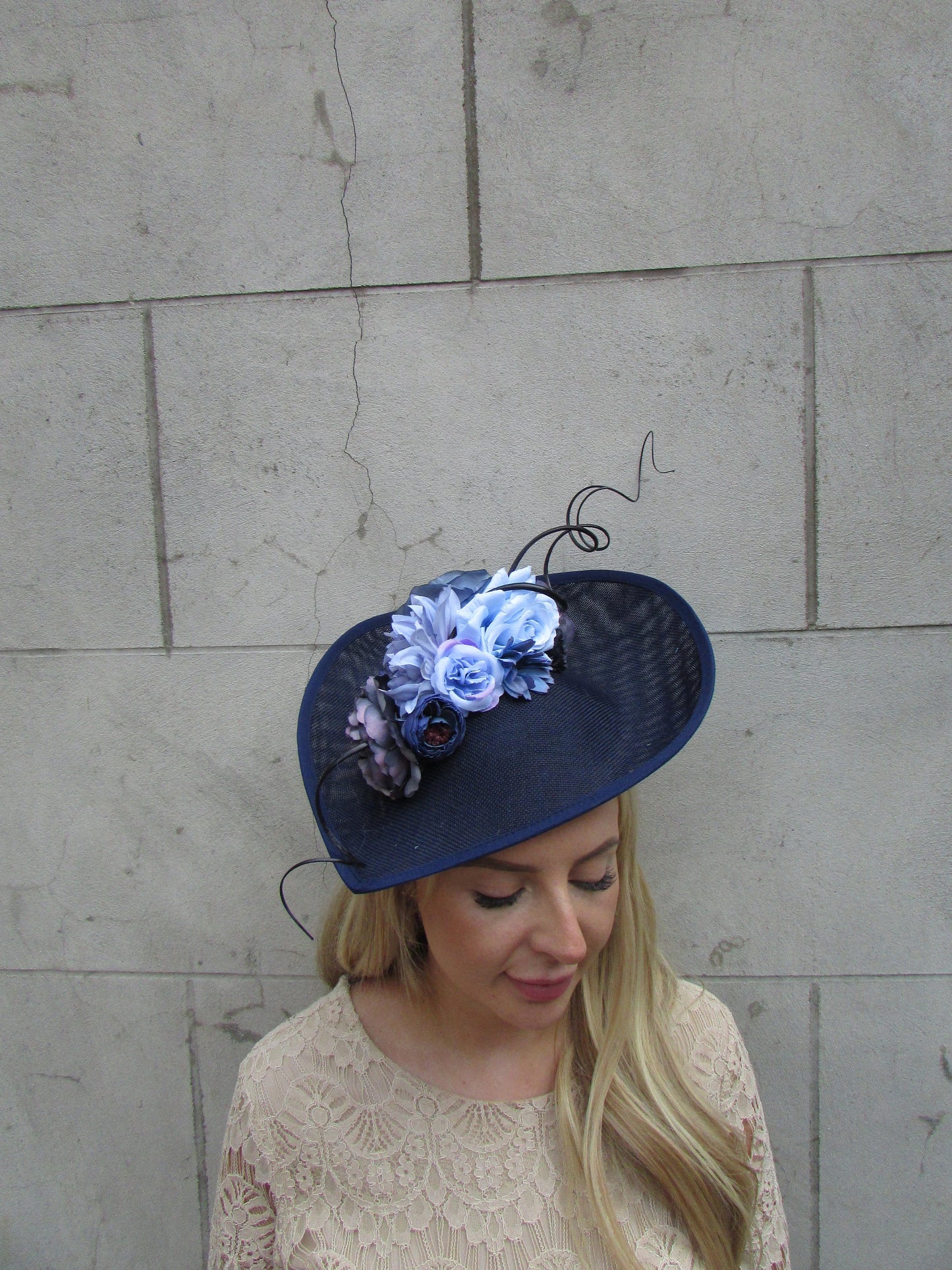 Navy Blue & Cornflower Floral Hatinator Teardrop