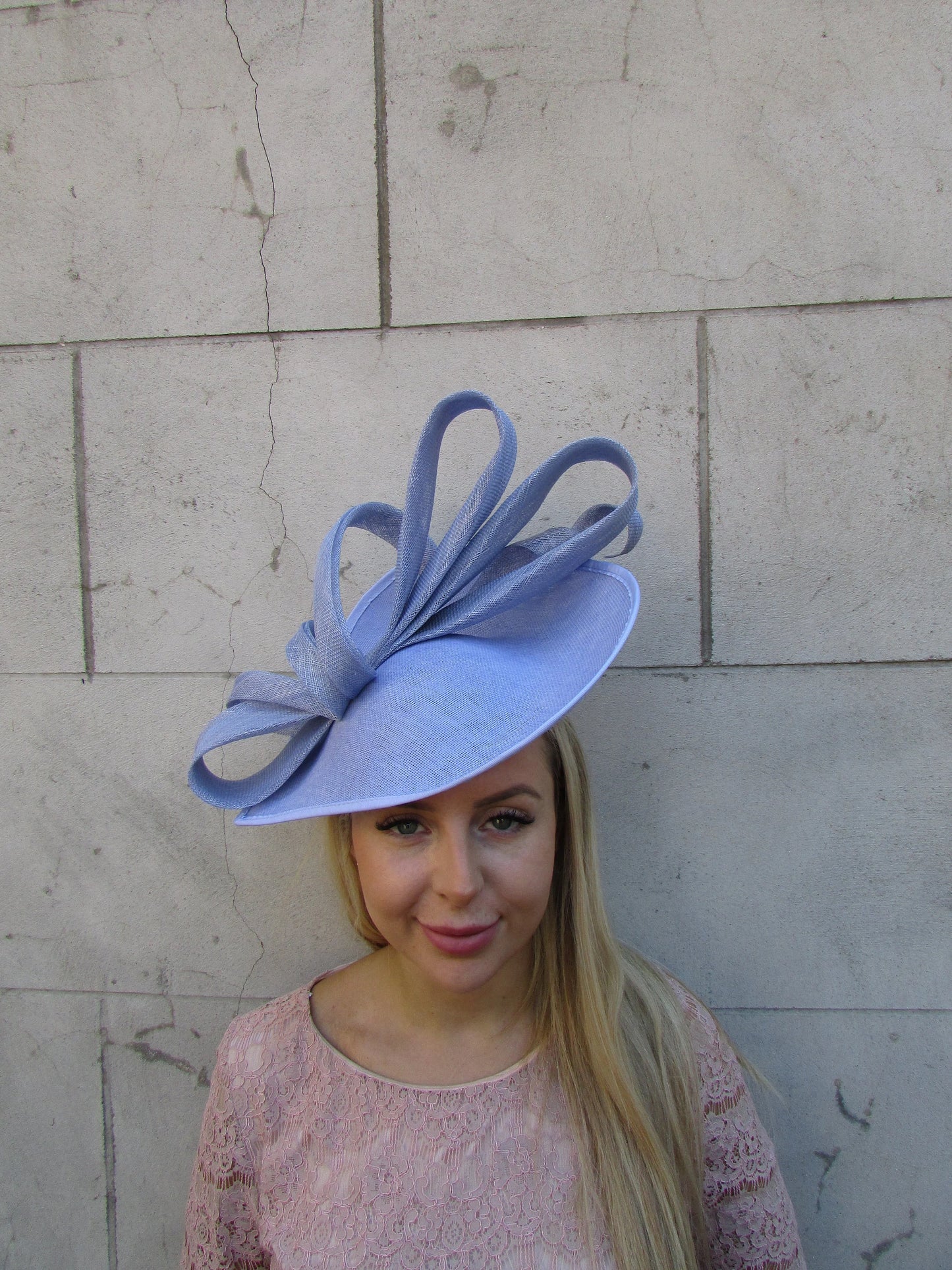Large Light Cornflower Blue Teardrop Hat c1n