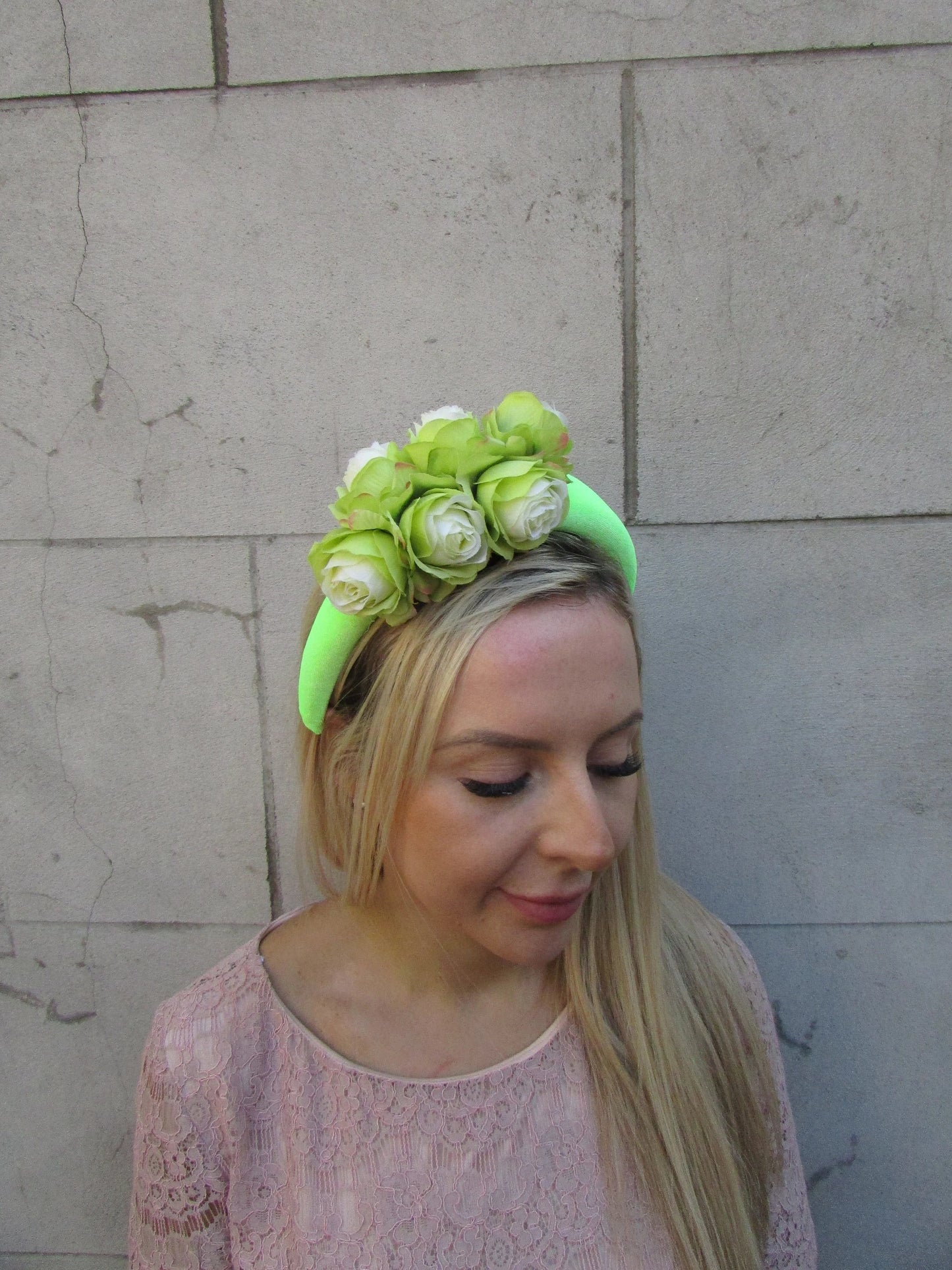 Lime Rose Padded Velvet Headpiece