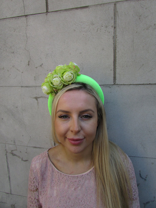 Lime Rose Padded Velvet Headpiece