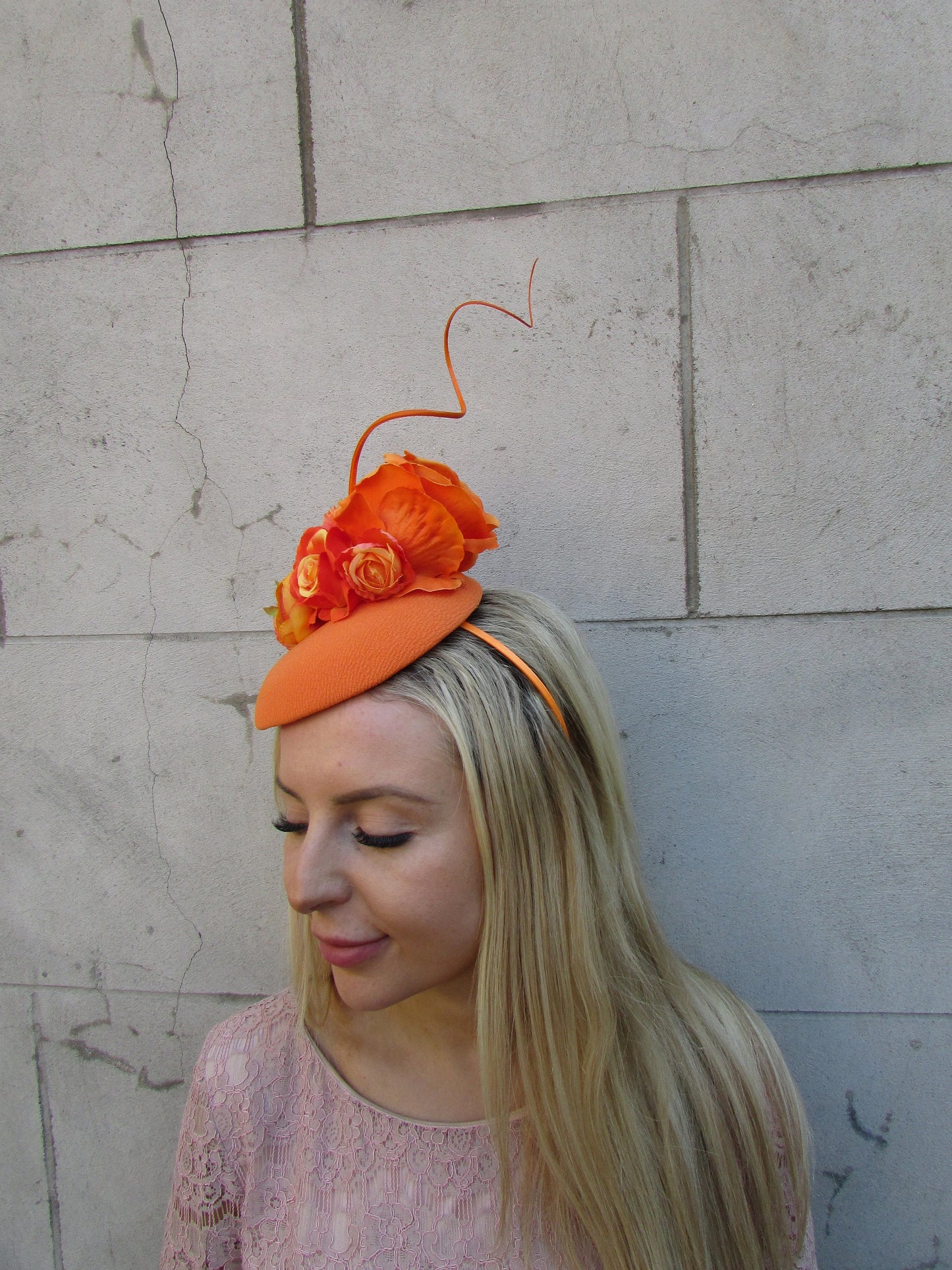 Orange Flower Pillbox Hat