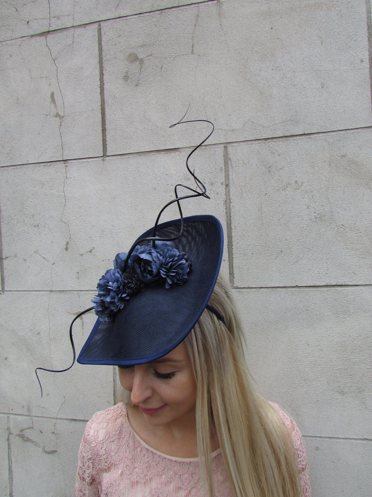 Large Navy Blue Floral Teardrop Hatinator