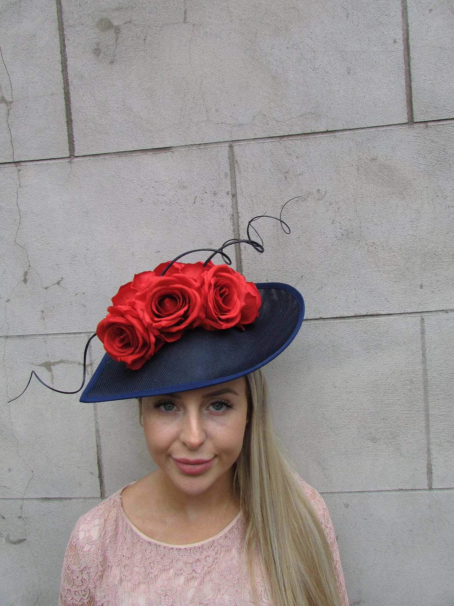 Navy Blue Red Rose Floral Hatinator