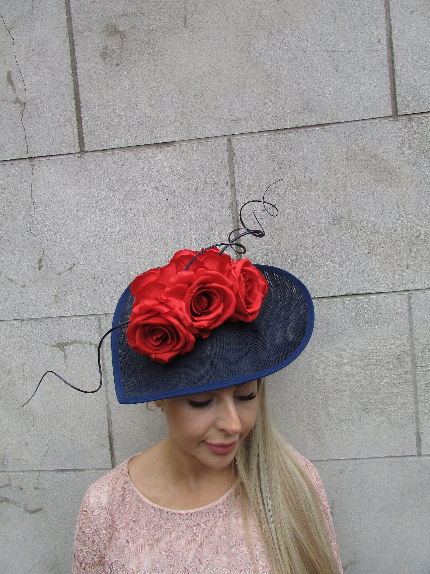 Navy Blue Red Rose Floral Hatinator