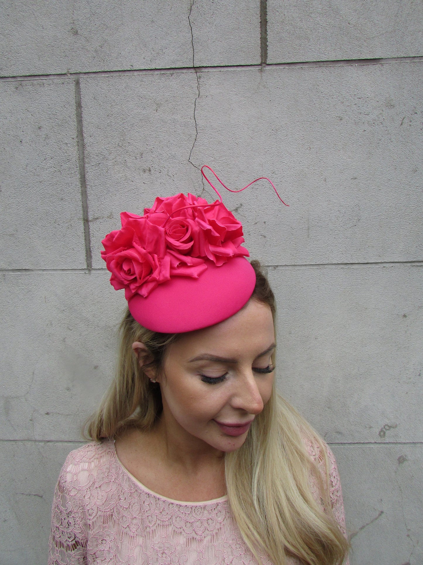 Hot Pink Rose Flower Fascinator Hat
