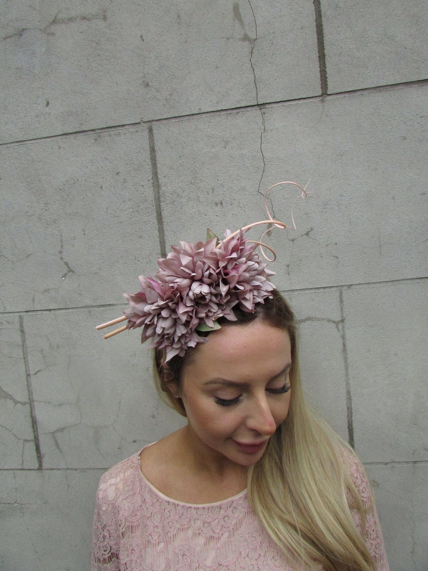 Mauve Dusky Pink Flower Fascinator Headband