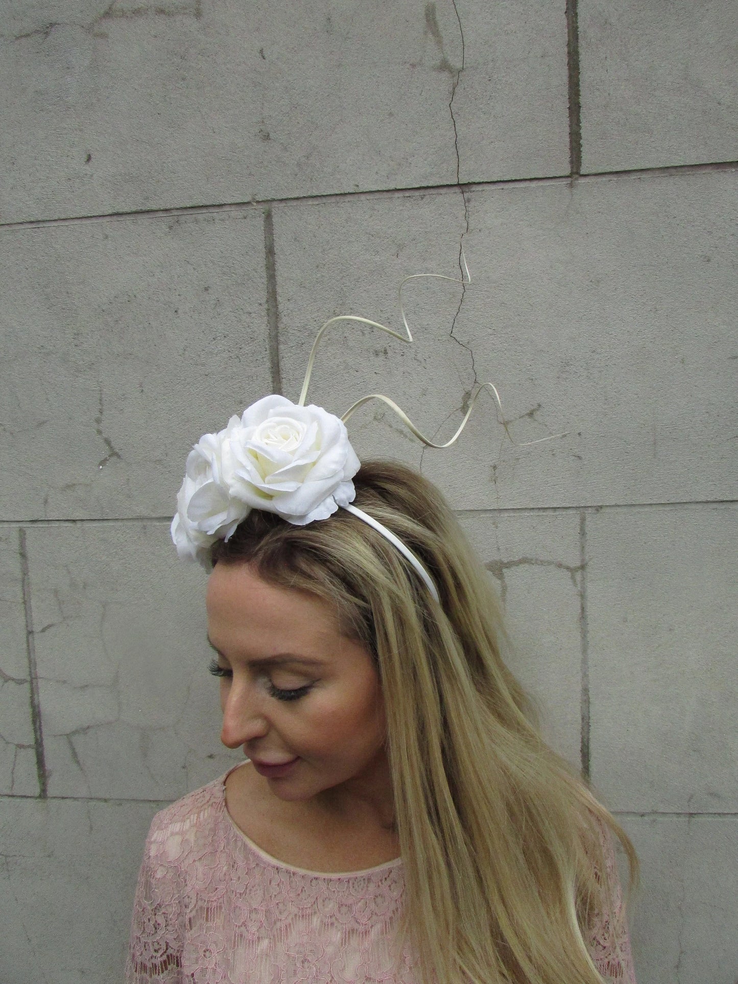 Cream Rose Flower Fascinator Headband